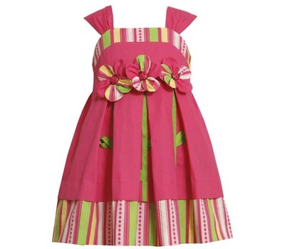 BONNIE JEAN PINK GIRL'S SLEEVELESS DRESS WITH FLOWERS ON THE WAIST LINE